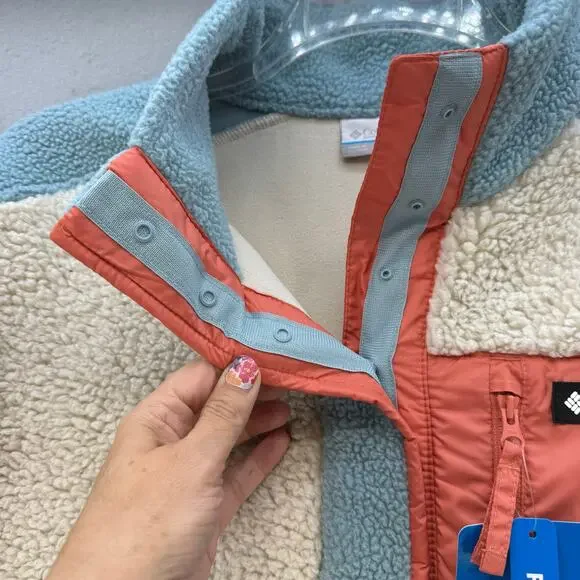 Columbia Anorak Fleece Women's XXL Blue Beige Coral 1/4 Snap Athleisure NWT - Picture 5 of 11
